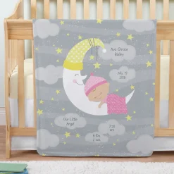 Moon & Stars Announcement Baby Blanket