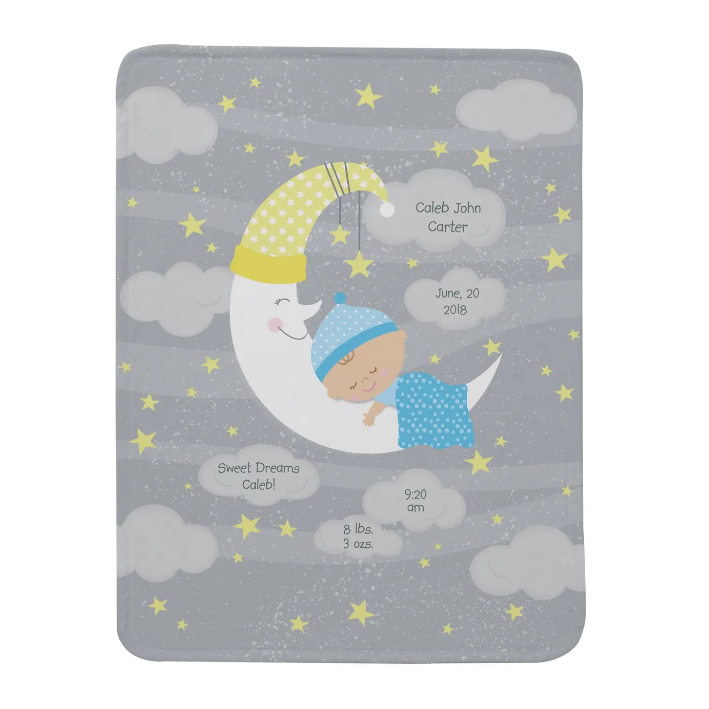 Moon & Stars Announcement Baby Blanket