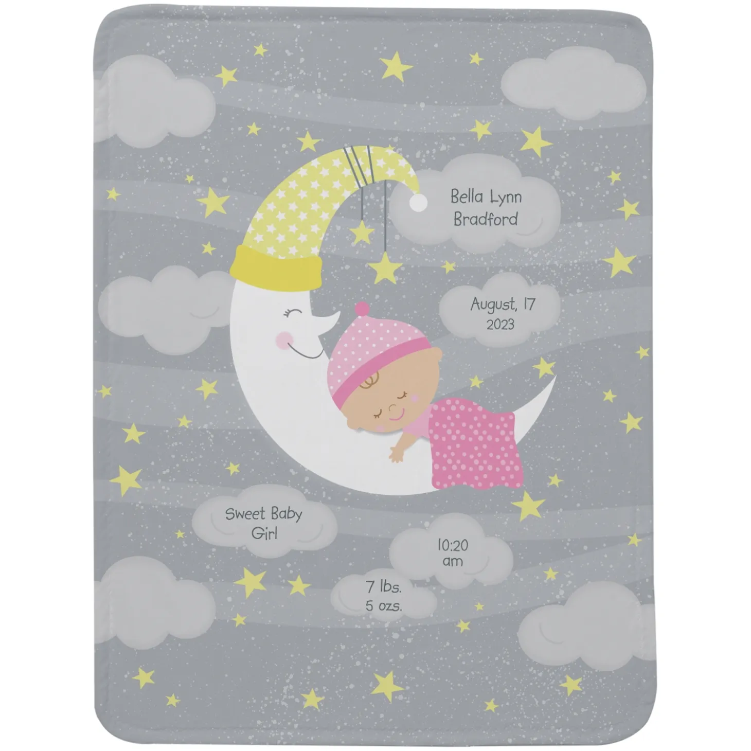 Moon & Stars Announcement Baby Blanket