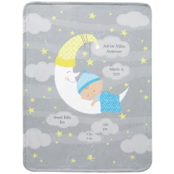 Moon & Stars Announcement Baby Blanket