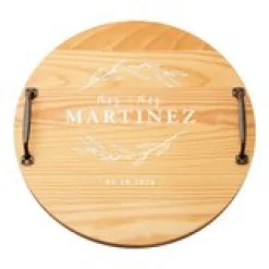 Mr & Mrs Classic Pine Wood Barrel Tray