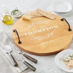 Mr & Mrs Classic Pine Wood Barrel Tray