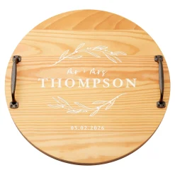 Mr & Mrs Classic Pine Wood Barrel Tray