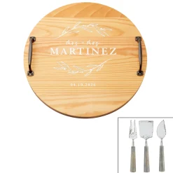 Mr & Mrs Classic Pine Wood Barrel Tray