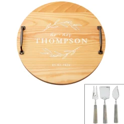 Mr & Mrs Classic Pine Wood Barrel Tray