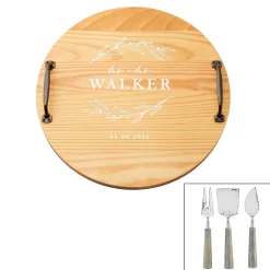 Mr & Mrs Classic Pine Wood Barrel Tray