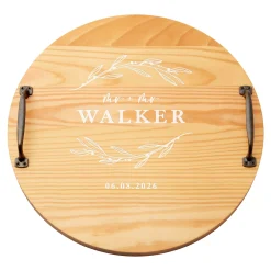 Mr & Mrs Classic Pine Wood Barrel Tray