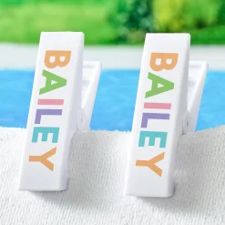 Multi-Color Name Beach Towel Chair Clip - Set of 2