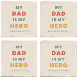 My Dad is My Hero Marble Coasters