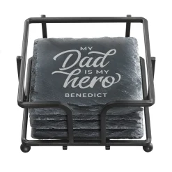 My Dad is My Hero Slate Coasters
