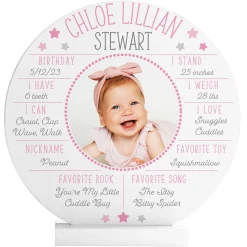 My First Year Photo Wood Circle with Stand