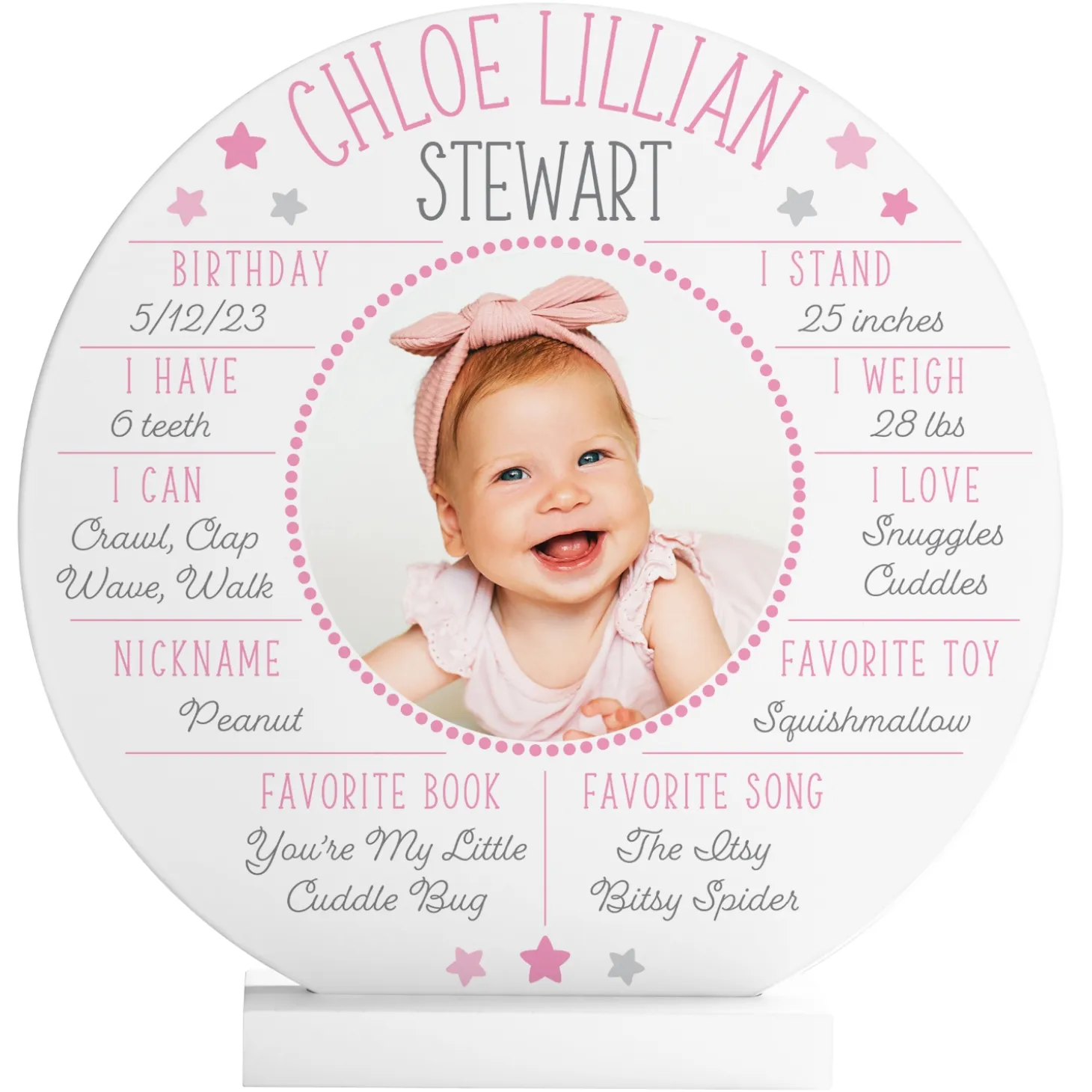 My First Year Photo Wood Circle with Stand