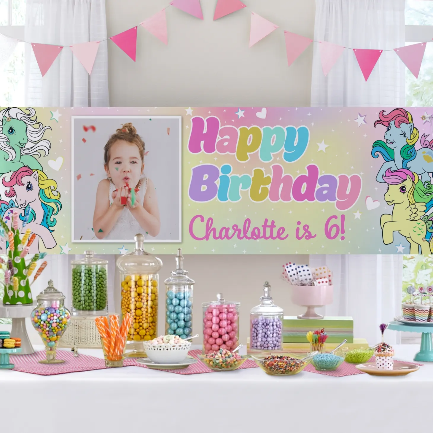 My Little Pony Retro Pastel Stars Photo Birthday Banner