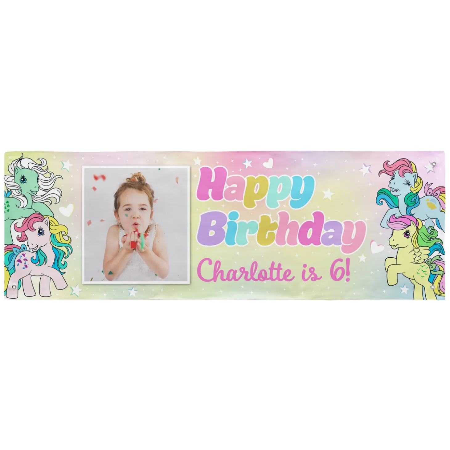 My Little Pony Retro Pastel Stars Photo Birthday Banner