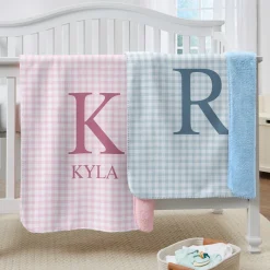 My Plaid Name Sherpa Baby Blanket