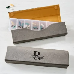 Name and Initial Large Pill Organizer .product-info-decoration { display: inline-flex; justify-content: space-between; align-items: center; border-radius: 0.4rem; background-color: #E8E8E8; padding: 0.2rem 0.4rem; font-size: 1.4rem; line-height: 1.6rem; font-weight: var(--font-weight-semibold); letter-spacing: 0.042rem; text-transform: uppercase; --decoration-icon-url: ''; /* will be dynamically set */}.product-info-decoration.badge-icon::before { content: ''; width: 2rem; height: 2rem; background: var(--decoration-icon-url) no-repeat; background-size: 100% 100%; display: block; margin-right: 0.4rem;} Laser Engraved