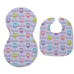 Name & Icon Bib & Burp Cloth Set