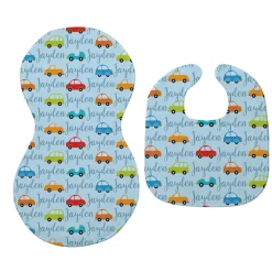 Name & Icon Bib & Burp Cloth Set