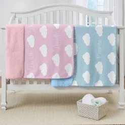 Name in Clouds Sherpa Baby Blanket