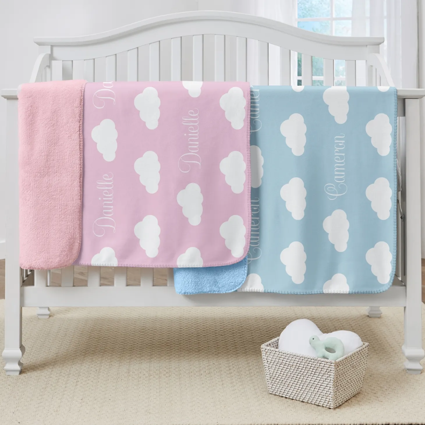 Name in Clouds Sherpa Baby Blanket