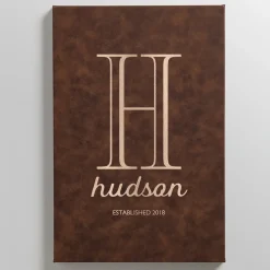 Name + Initial Leather Wall Art