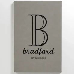 Name + Initial Leather Wall Art