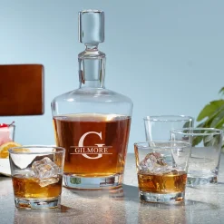 Name & Initial Liquor 5 Piece Decanter Set
