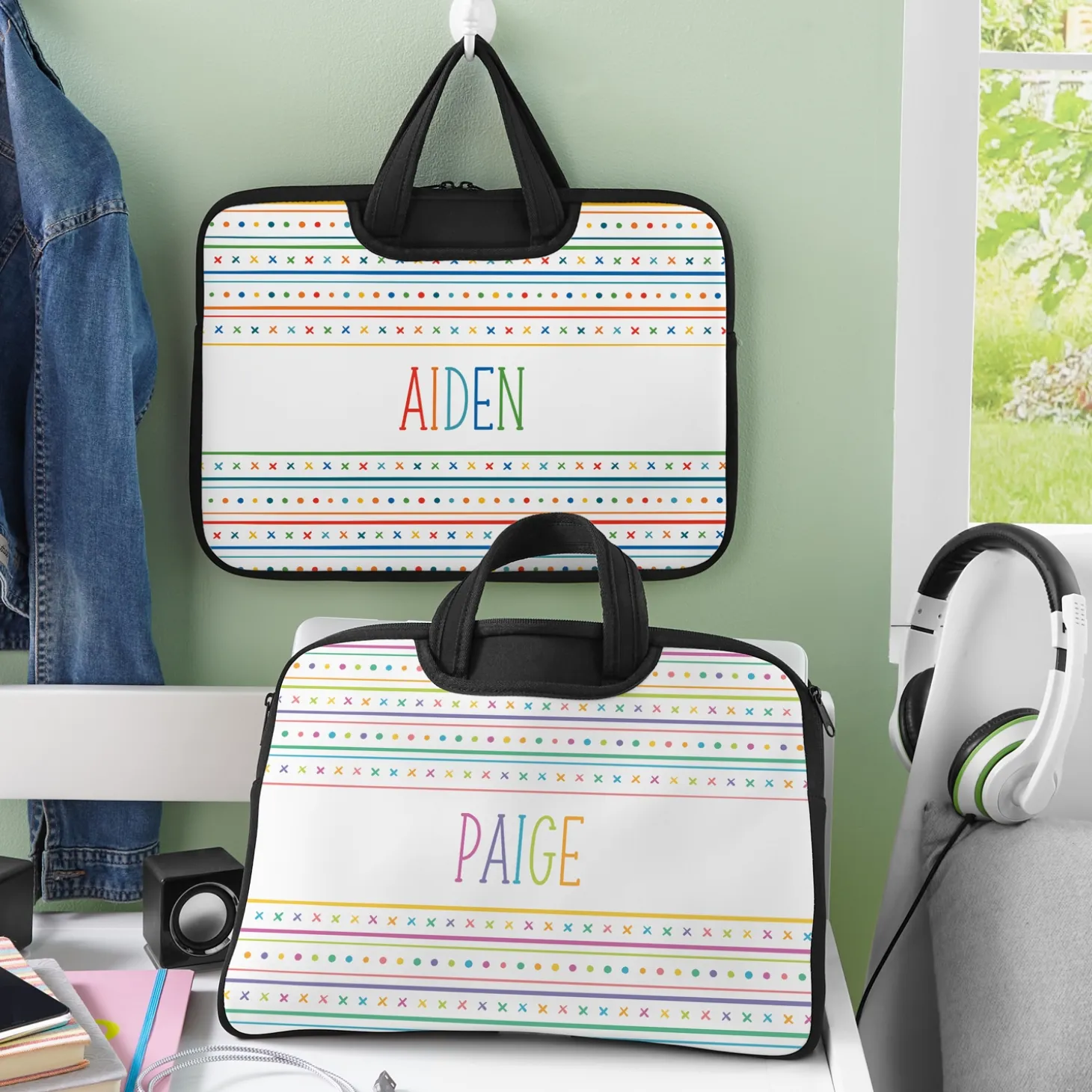 Name in Stripes Laptop Carrying Bag