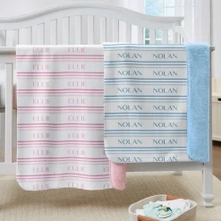 Name in Stripes Sherpa Baby Blanket
