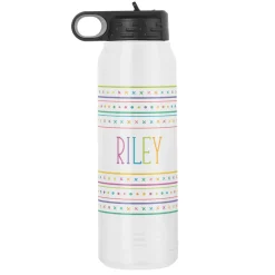 Name In Stripes Stainless Steel Water Bottle