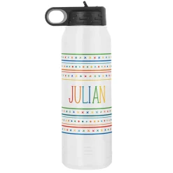Name In Stripes Stainless Steel Water Bottle