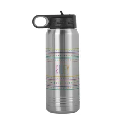 Name In Stripes Stainless Steel Water Bottle