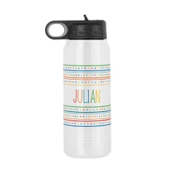 Name In Stripes Stainless Steel Water Bottle