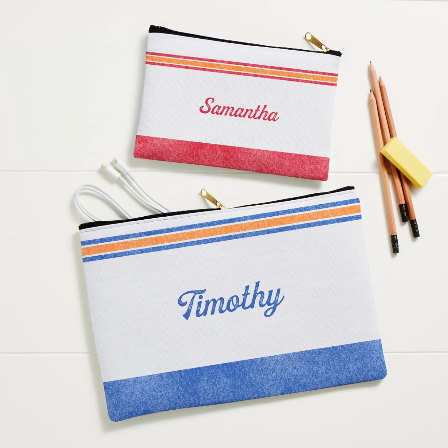 Name in Stripes Zipper Pouch