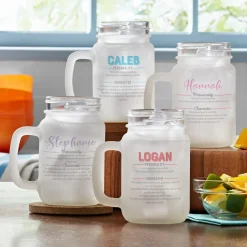 Name Meaning Frosted Mason Jar