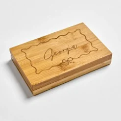 Name with Bow Border Bamboo Wine Gift Set .product-info-decoration { display: inline-flex; justify-content: space-between; align-items: center; border-radius: 0.4rem; background-color: #E8E8E8; padding: 0.2rem 0.4rem; font-size: 1.4rem; line-height: 1.6rem; font-weight: var(--font-weight-semibold); letter-spacing: 0.042rem; text-transform: uppercase; --decoration-icon-url: ''; /* will be dynamically set */}.product-info-decoration.badge-icon::before { content: ''; width: 2rem; height: 2rem; background: var(--decoration-icon-url) no-repeat; background-size: 100% 100%; display: block; margin-right: 0.4rem;} Laser Engraved