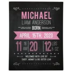 New Baby Announcement Chalkboard Wall Art