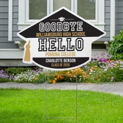 New Beginnings Graduation Cap Yard Sign
