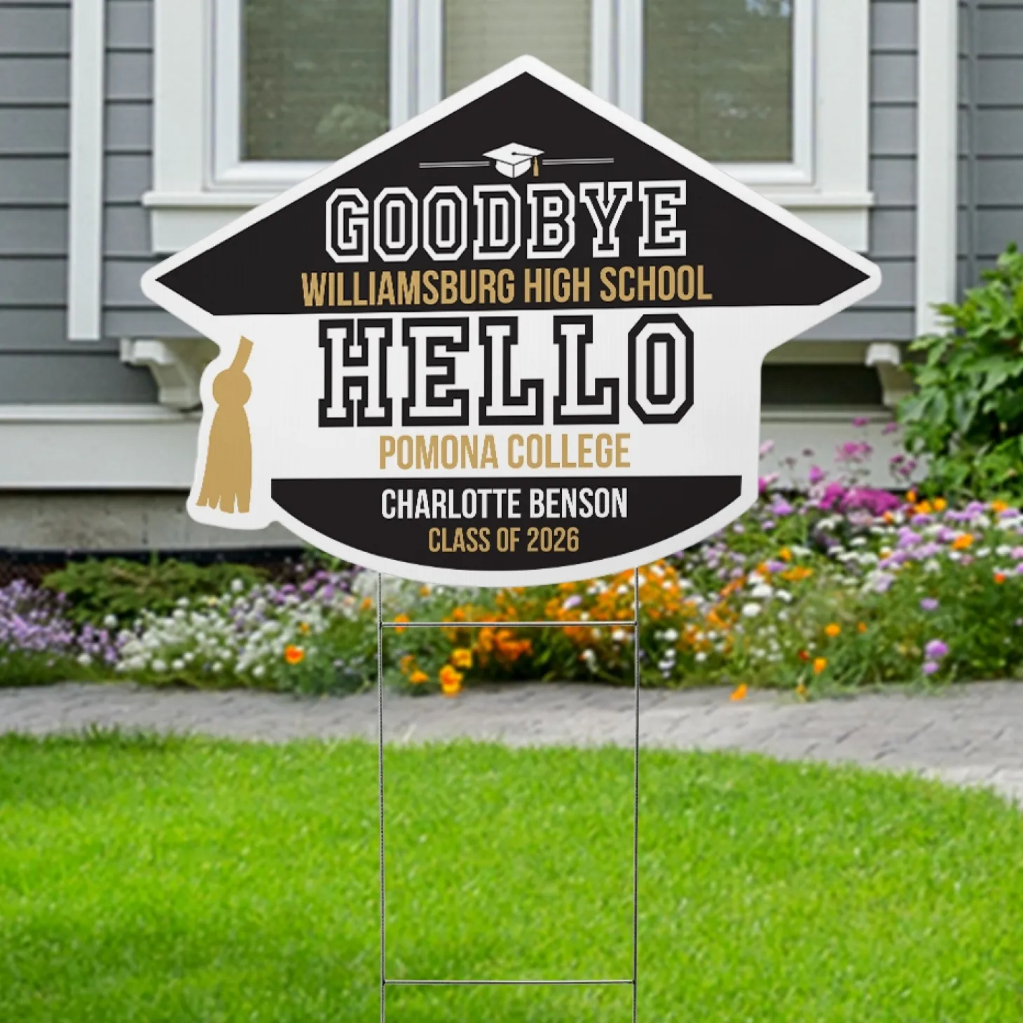 New Beginnings Graduation Cap Yard Sign