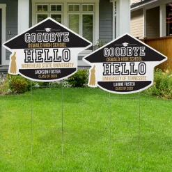 New Beginnings Graduation Cap Yard Sign