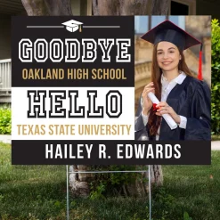 New Beginnings Graduation Photo Yard Sign