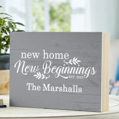 New Home, New Beginnings Wood Block