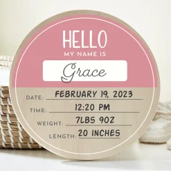 Nice To Meet You Baby Wood Circle with Stand