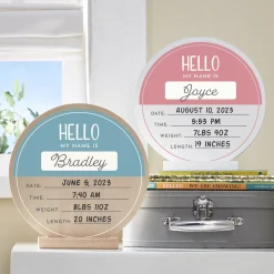 Nice To Meet You Baby Wood Circle with Stand