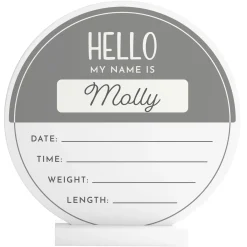 Nice To Meet You Baby Wood Circle with Stand