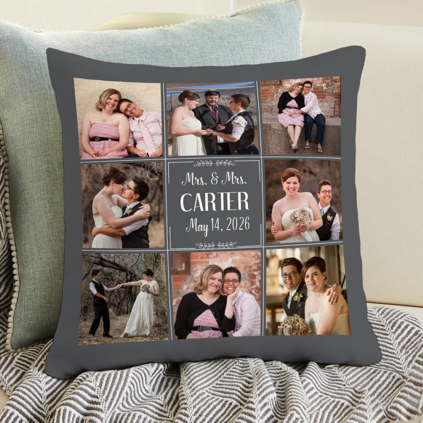 Our Best Day Ever Wedding Photo Pillow