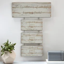 Our First Milestones Coordinates Wood Wall Art