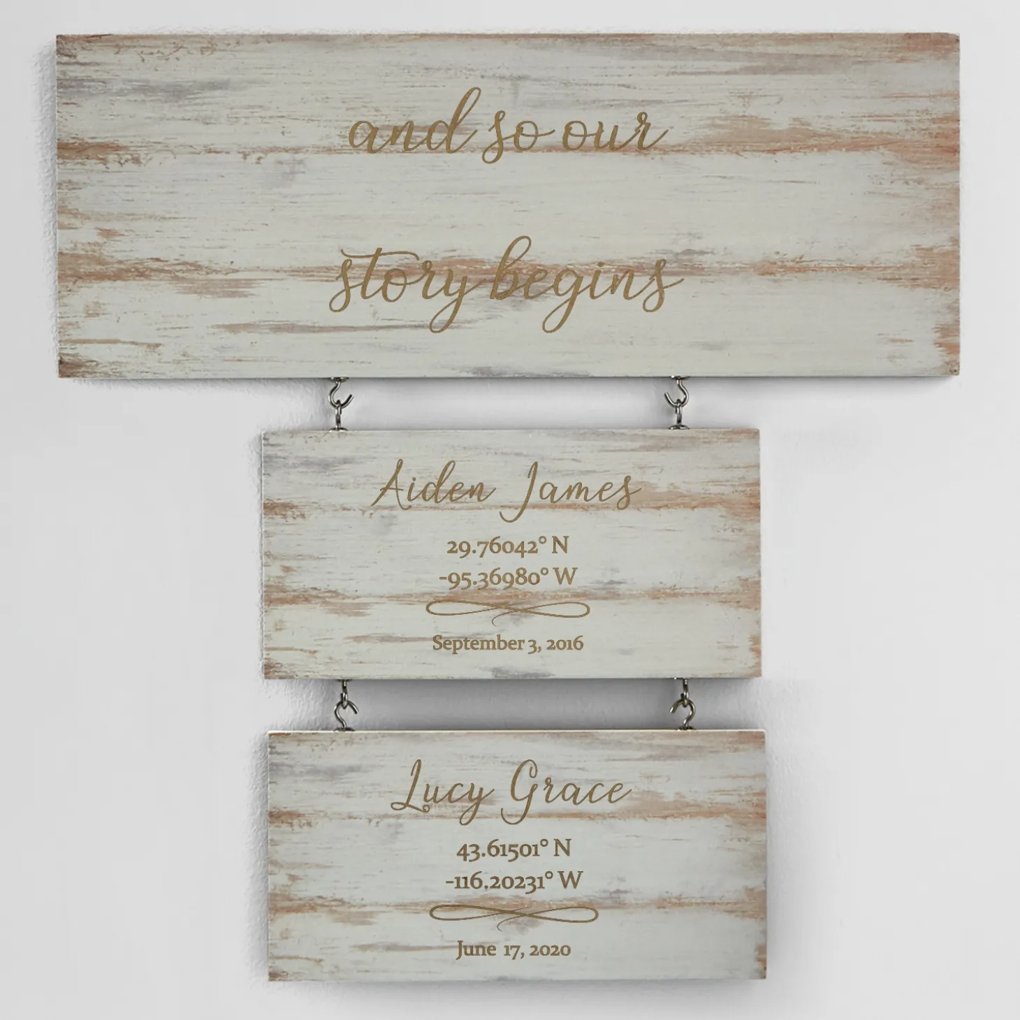 Our First Milestones Coordinates Wood Wall Art
