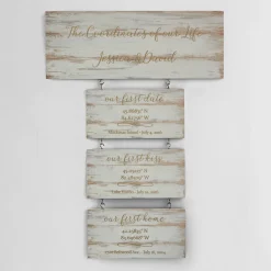 Our First Milestones Coordinates Wood Wall Art