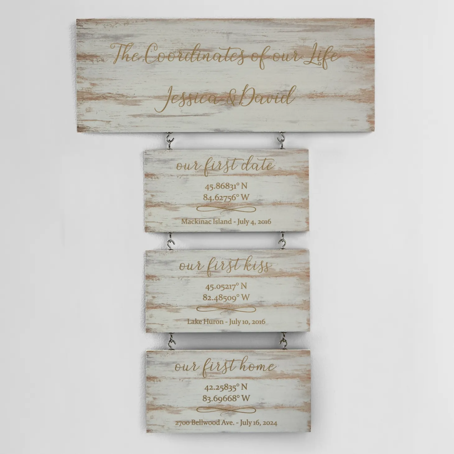 Our First Milestones Coordinates Wood Wall Art